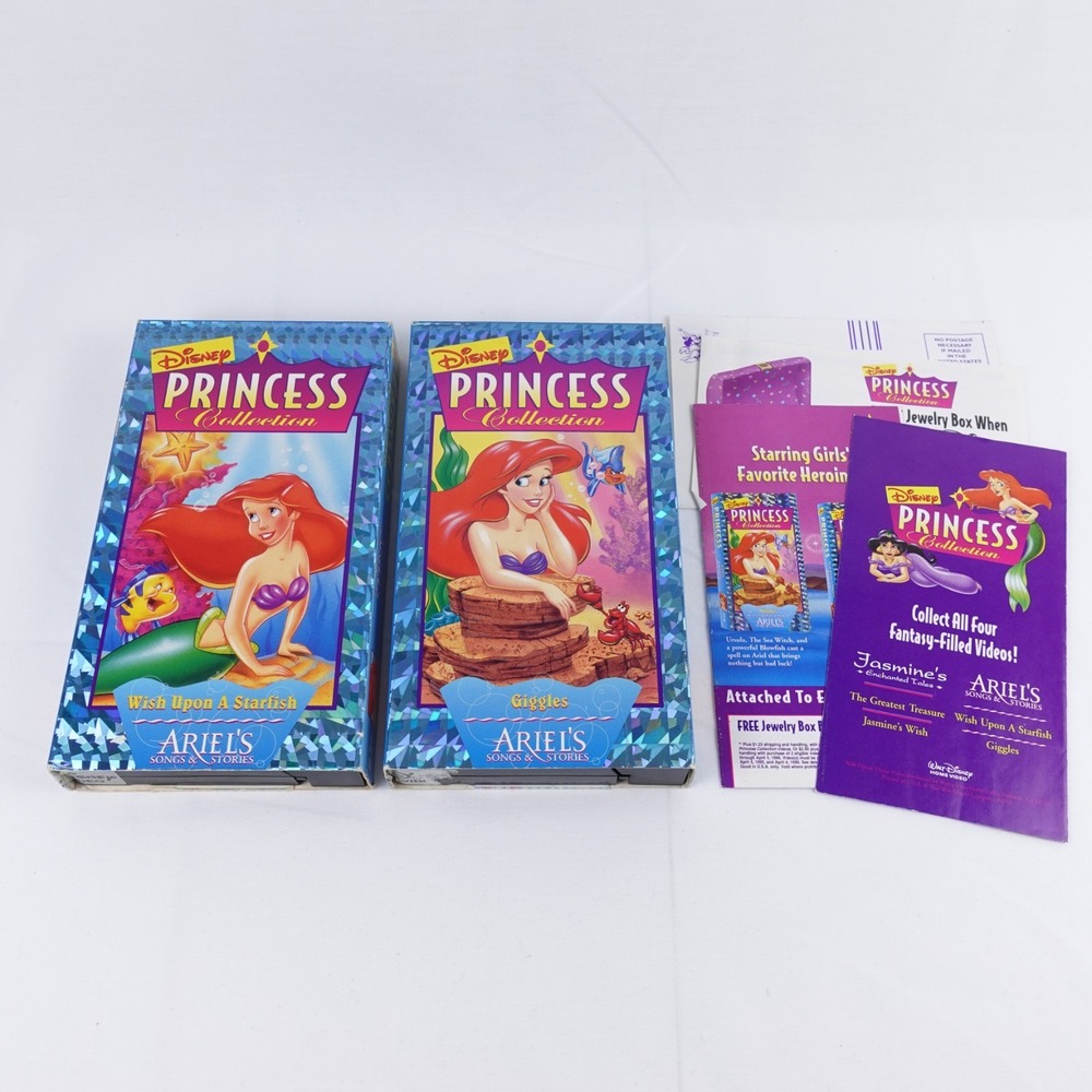 Disney Princess Ariel Songs & Stories: Wish Upon a Starfish & Giggles 2 VHS Lot